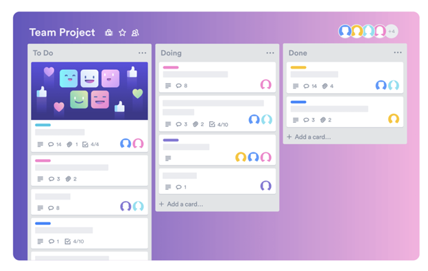 Trello dashboard.