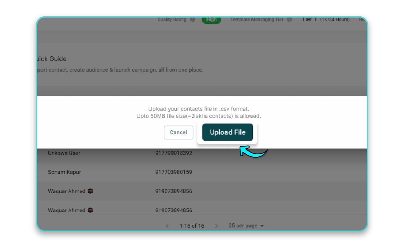 WhatsApp Business Account uploading files