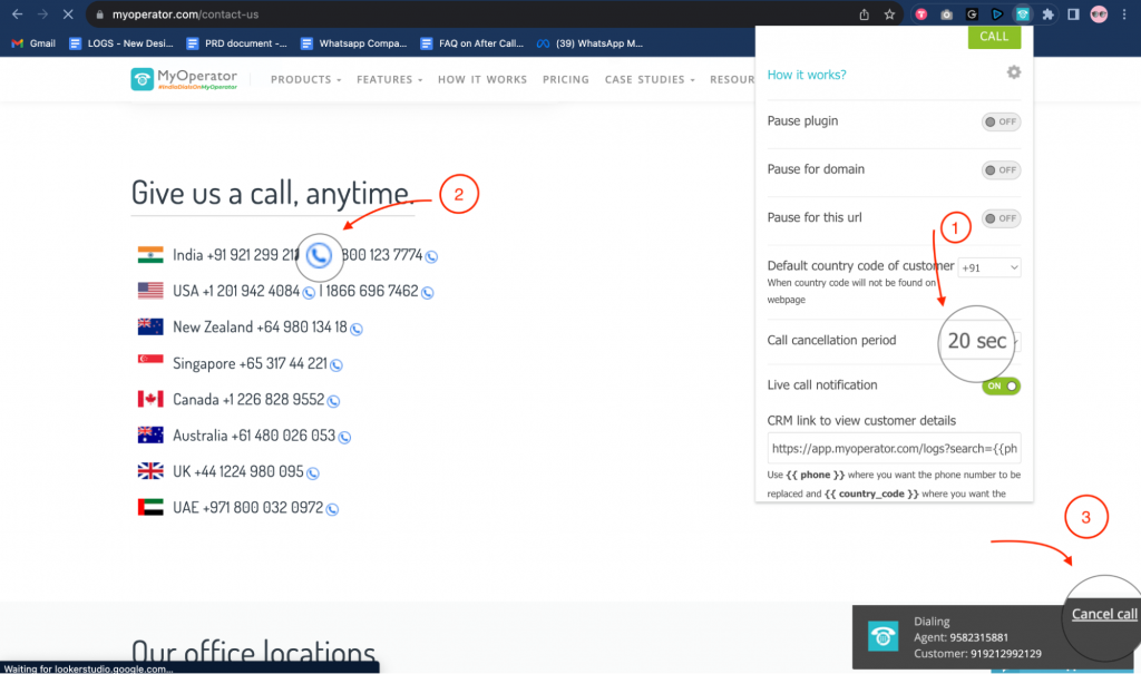  MyOperators  Chrome Extension Call cancellation Option