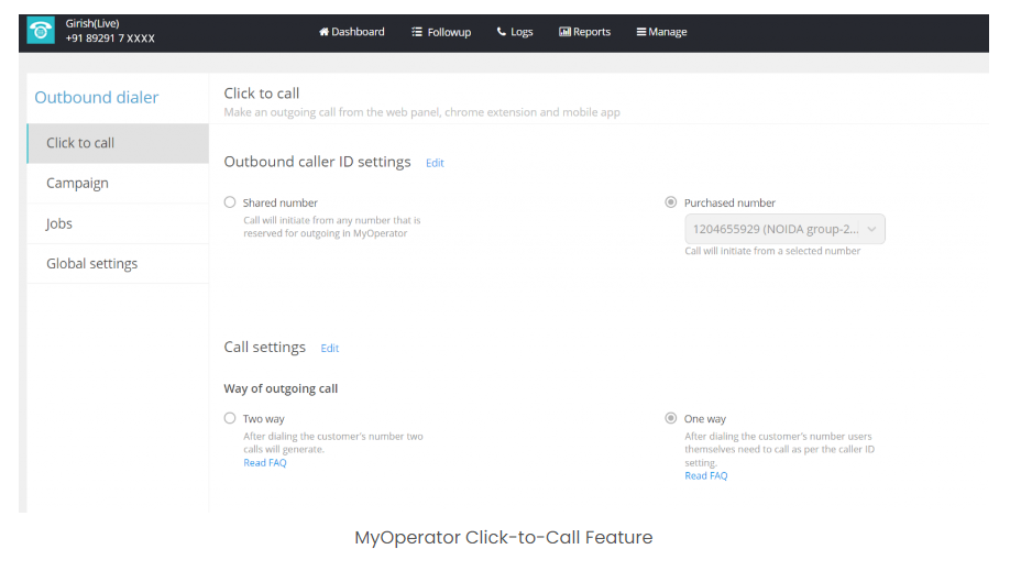 MyOperator Click-to-Call Feature
