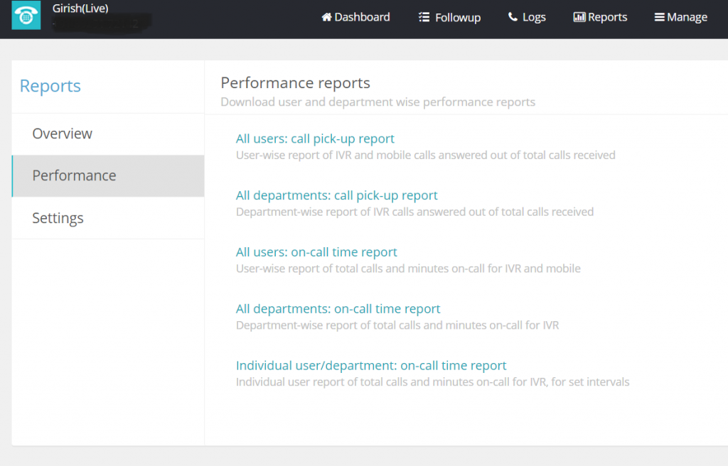 Inbound call center Performance Report 