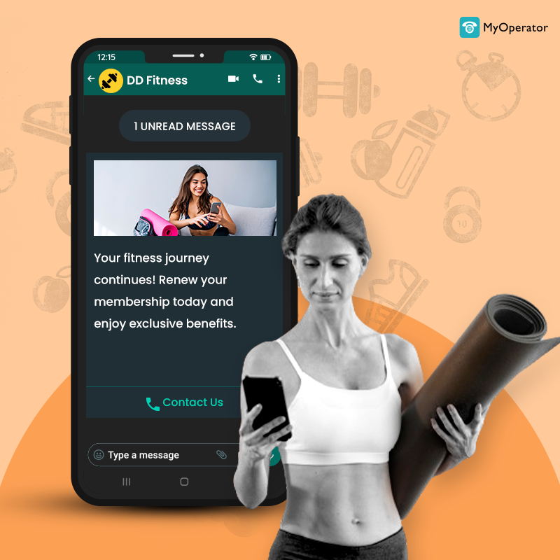Fitness Promotional WhatsApp business Template by MyOperator