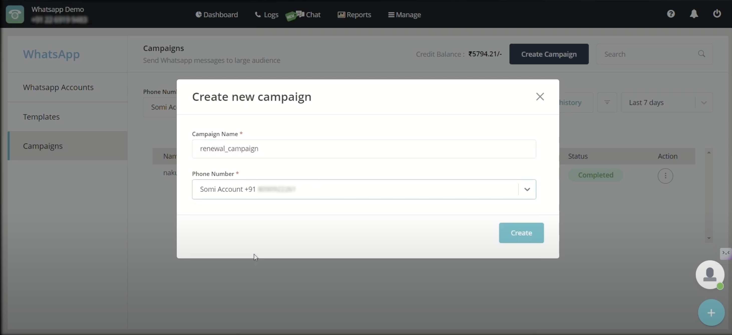 Create new campaign