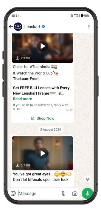 Lenskart WhatsApp Messages Screen Shot