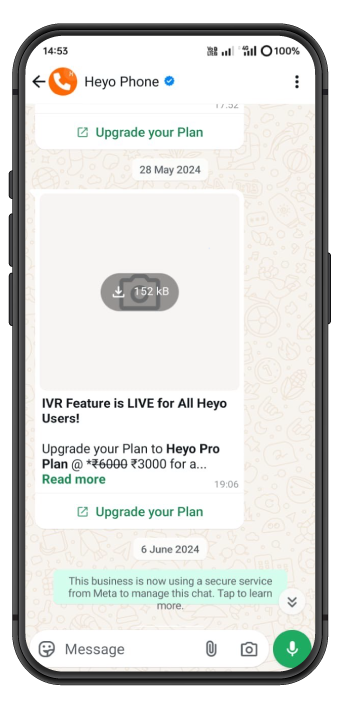 Heyo phone WhatsApp Message ScreenShot